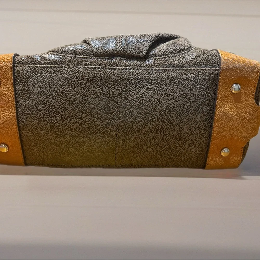 B. Makowsky Textured Brown and Tan Shoulder Bag - Picture 7 of 7
